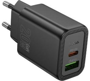 (1041067) Зарядное устройство Hoco 20Вт, 3А, QC3.0/PD, 1xUSB, 1xType-C, N61, черный, коробка 6942007644235