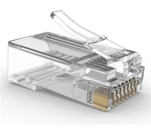 (1041065) Вилка Cablexpert RJ-45 (8P8C) универсальная кат.5e, 6 микрон, сквозная, (10 шт.), пакет LC-PTU-01/10
