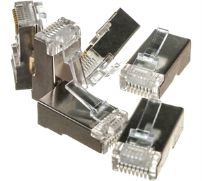 (1041062) Вилка Cablexpert RJ-45 (8P8C) универсальная кат.5e экран., контакты 30 микрон, (10 шт.), пакет PLUG5SP/10