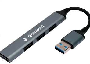 (1040102) Разветвитель USB2.0 Gembird, 4xUSB2.0, кабель USB 10см, алюминий, пакет UHB-C203