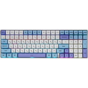 (1041658) Клавиатуры AULA S100Pro Blue-White-Dark Purple Механическая клавиатура, Варианты подключения: BT, 2,4 Ггцб Проводное; RGB подсветка, DC 5В, Размеры: 369,96x126,56x40,65 мм, Совместимость: WIN XP/7/8/10/Android/IOS/MAC AULA S100Pro Blue-White-Dark Purple