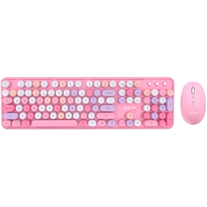 (1041652) Клавиатуры AULA AC306 Pink-Colorful Мембранная клавиатура, Количество клавиш: 104, Мультимедия кнопки (совмещенные), Подключение: 2.4 Гц (передатчик входит в комплект), Размеры: 445*136*35 мм, разноцветные клавиши
Беспроводная мышь, 800-100 AULA AC306 Pink-Colorful