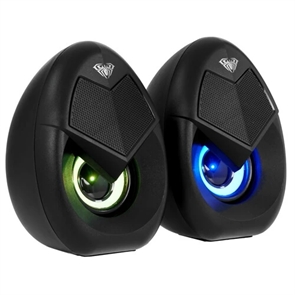 (1041663) Компьютерная акустика AULA N-69 Подключение: 3,5 мм, AUX; Питание: USB; Полнодиапазонные 2.0; Пульт ДУ, управление Громкостью; Многоцветная Подсветка; Мощность: 3+3 W; Пиковая мощность 10W; Импенданс: 4 Ом; AULA N-69
