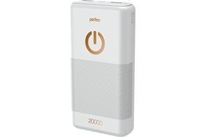 (1040823) Perfeo Powerbank 20000 mah + Micro usb /In Micro usb /Out USB 1 А, 2.1A/ White (PF_B4299) PF_B4299