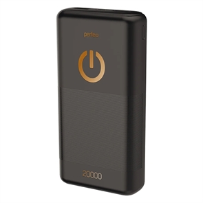 (1040822) Perfeo Powerbank 20000 mah + Micro usb /In Micro usb /Out USB 1 А, 2.1A/ Black (PF_B4298) PF_B4298