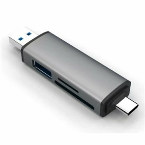 (1041758) Bion USB Type-C/USB 3.0 (2 в 1) Card reader, microSD/T-Flash/SD/SDHC/SDXC, доп.выход USB 3.0 хаб, поддержка OTG, алюминиевый корпус [BXP-CR-USB3-AC-01] BXP-CR-USB3-AC-01