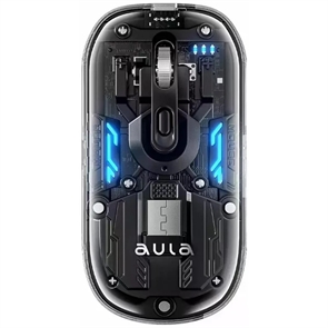 (1041666) Компьютерная мышь AULA AM210 Black Подключение: Bluetooth + 2.4 Гц, батарея: 400 мАч, подсветка, 4 кнопки, 800-1200-1600 dpi, 
Размеры: 113.5*58*56.2 мм AULA AM210 Black (Eng package)
