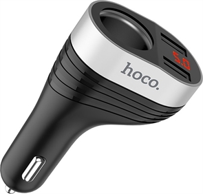 1042401 Автомобильное зарядное устройство с дисплеем Hoco, 15.5Вт, 3.1А, 2хUSB, порт прикуривателя, Z29,черн 6957531092186
