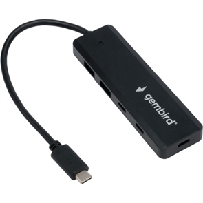 1042503 Разветвитель USB3.1 Gembird 2xUSB, 2xType-C, с доп.пит (Type-C),кабель Type-C 19см, черный, коробка UHB-C425