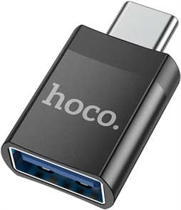 1042480 Переходник USB3.0 Hoco Type-C(M)/AF, с поддержкой OTG, UA17, черный, коробка 6931474762016