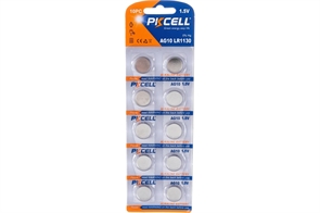 1042528 Щелочной/алкалиновый элемент питания PKCELL AG10-10B тип - LR54(AG10) 10 шт в блистере AG10-10B
