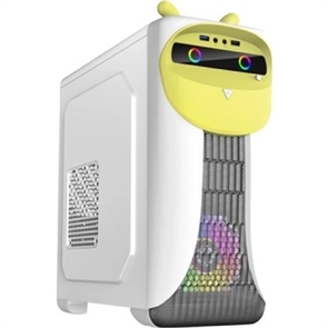 (1043066) GameMax Корпус Cute OWL W-Y без БП (Midi Tower, ATX, Бело-желтый, 1*USB3.0 + 2*USB2.0, 2*120мм) Cute OWL White Yellow