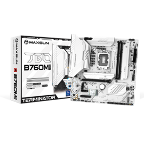 (1042865) MAXSUN MS-Terminator B760M GKD5 ICE (Socket 1700, mATX, 2*DDR5(96Gb), DP/HDMI, 3*SATA3, 4*M.2, 1*PCIEx16/1*PCIEx4, 6*USB2.0, 2*USB 3.2, LAN 1*2.5G, ARGB, white, RTL) MS-Terminator B760M GKD5 ICE
