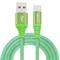 (1016593) Кабель Crown USB - microUSB CMCU-3102M green; круглый; в тканевой оплётке; коннекторы Метал; ток 2А; 100 см; цвет зелёный - фото 29305