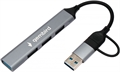 1042501 Разветвитель USB3.0/2.0 Gembird, USB3.0, 3xUSB2.0, кабель Type-C+USB 10см, алюминий, пакет UHB-C204 - фото 51484
